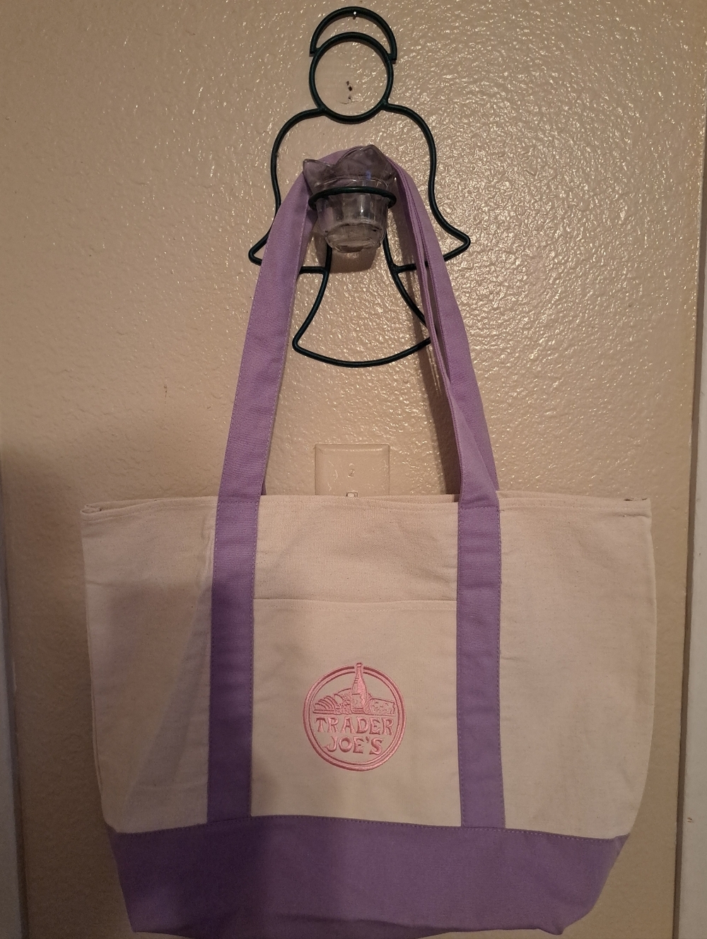 "2026" Trader Joe's Lavender Canvas Tote Bag new, i accidentally cut tag off